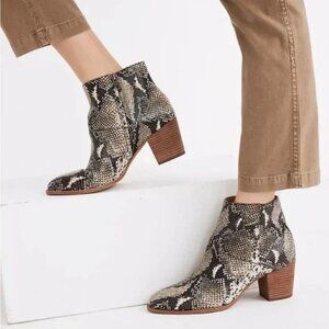 Madewell Rosie Ankle Boots 6 Embossed Snake Leather Block Heel Stack EUC Python